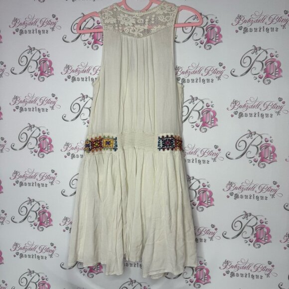 Free people dress Aztec embroidered embroidery cream white boho hippie flowy - Picture 2 of 13